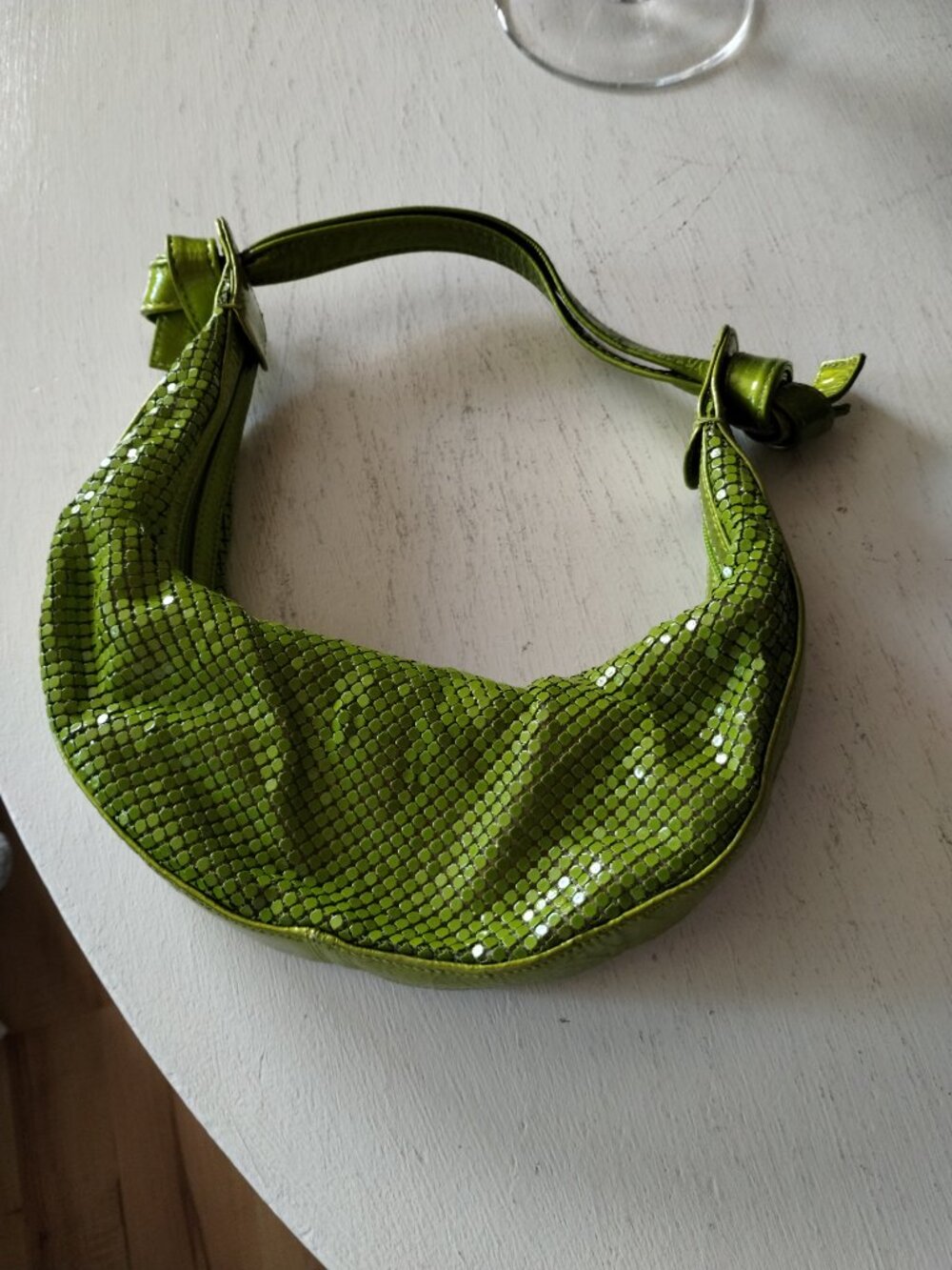 Jana Feifer, Y2K, bright green, slouch bag, Metal Chainmail, excellent condition